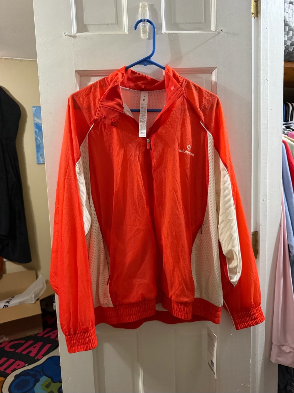lululemon athletica Cherry Ember Windbreaker with White Panels - Medium